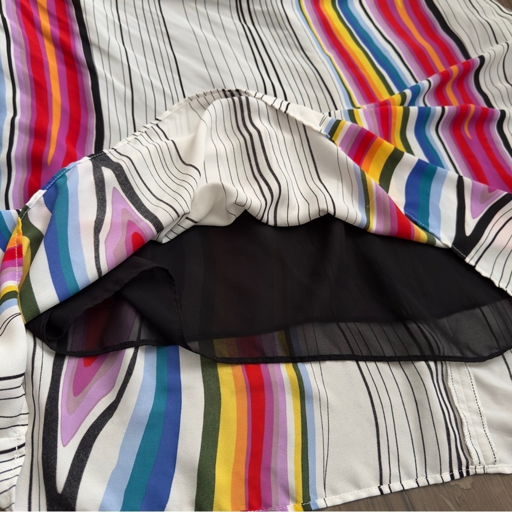 Rachel Rachel Roy Rainbow Stripe One Shoulder Midi Dress - Size 2X - Picture 5 of 8